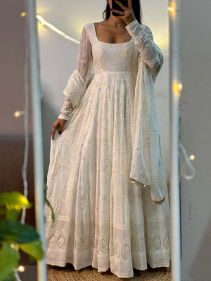 Mahi Fashion Embroidered Anarkali Kurta, Bottom & Dupatta Set
