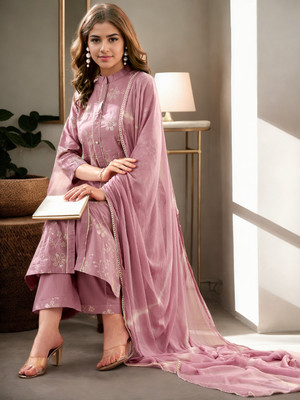 sagarika Embroidered Kurta, Palazzo & Dupatta Set