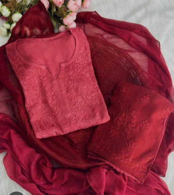 Awadh chikankari art Embroidered Kurta, Palazzo & Dupatta Set