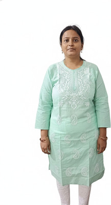 Jaitik chikan udyog Checkered, Self Design, Embroidered Kurta, Trouser/Pant & Dupatta Set