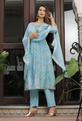 SHALIG Embroidered Anarkali Kurta, Bottom & Dupatta Set