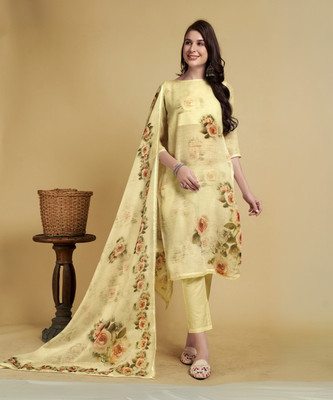 jmm Floral Print Kurta, Trouser/Pant & Dupatta Set