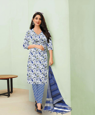 zainas Floral Print Kurta, Trouser/Pant & Dupatta Set