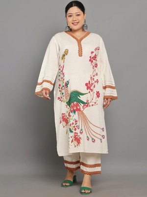 Curves by tulsattva Embellished Kurta, Palazzo & Dupatta Set
