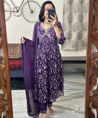 Jagna Embroidered Anarkali Kurta, Bottom & Dupatta Set