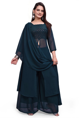 SREEVFASHION Women Kurti Palazzo Dupatta Set