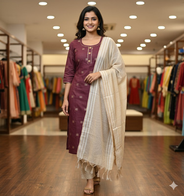 UMI CREATION Woven Kurta, Trouser/Pant & Dupatta Set