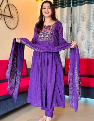 RahulTakar Embroidered Anarkali Kurta, Bottom & Dupatta Set