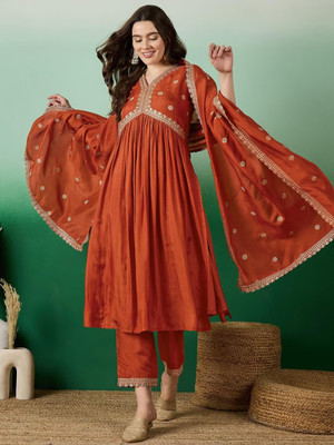The Style Sanctuary Embroidered Kurta, Trouser/Pant & Dupatta Set