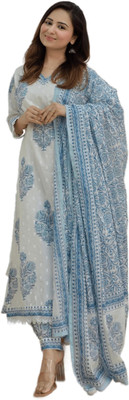 Arayna Printed Kurta, Palazzo & Dupatta Set