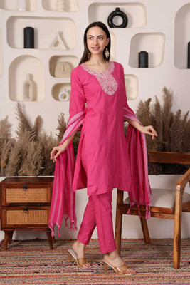 HIND TEXTILES Embroidered Kurta, Trouser/Pant & Dupatta Set