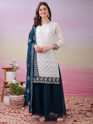 LOOKLINK Embroidered Kurta, Sharara & Dupatta Set