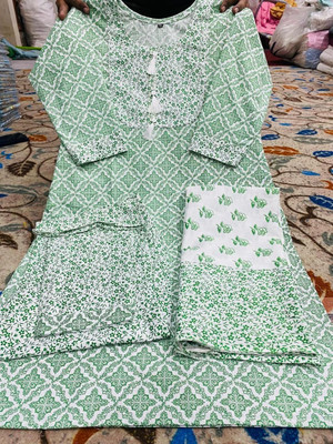 fabrictextile Printed Kurta, Trouser/Pant & Dupatta Set