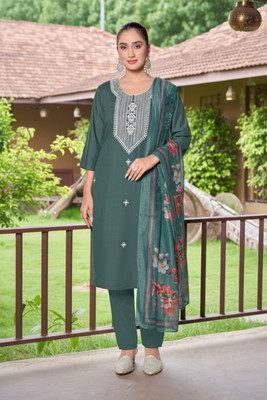 DKT TRENDZ Embroidered, Self Design Kurta, Trouser/Pant & Dupatta Set