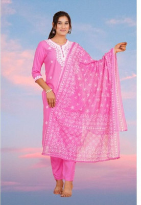 Jaipur fashion factory Embroidered Kurta, Trouser/Pant & Dupatta Set