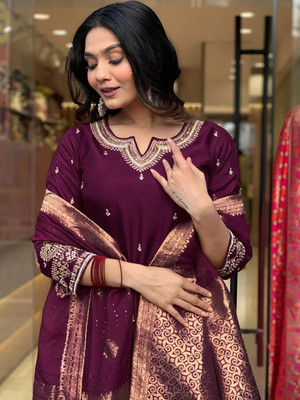 Radhe Fashion Embroidered Kurta, Trouser/Pant & Dupatta Set