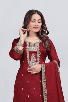 Rekha Tex Fab Printed Kurta, Palazzo & Dupatta Set