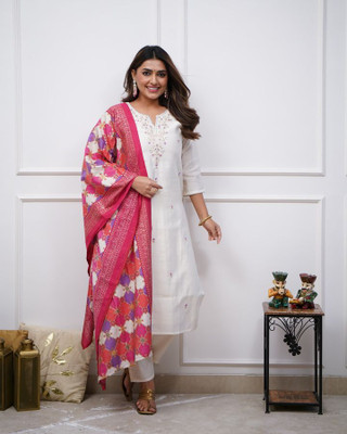 RADHISHAFABS Embroidered Kurta, Palazzo & Dupatta Set