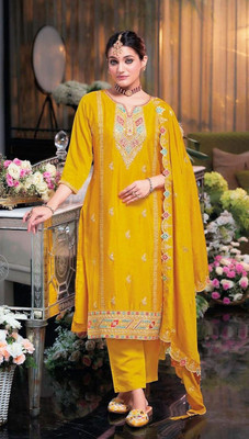 Netra Creation Embroidered Anarkali Kurta, Bottom & Dupatta Set