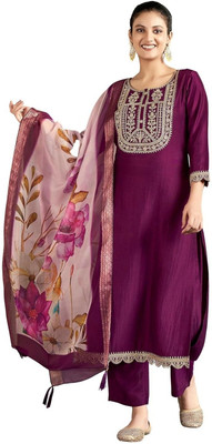 GJFIIVE Embroidered Kurta, Trouser/Pant & Dupatta Set