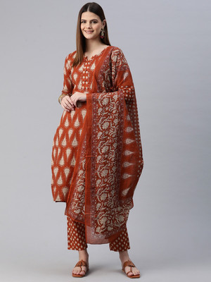 Readiprint Fashions Printed Kurta, Palazzo & Dupatta Set