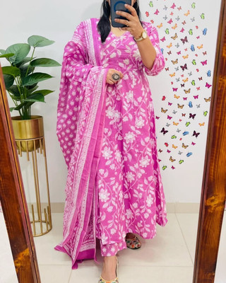 Navt Embroidered Anarkali Kurta, Bottom & Dupatta Set