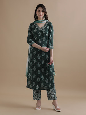 Jaipur Kurti Printed Kurta, Trouser/Pant & Dupatta Set