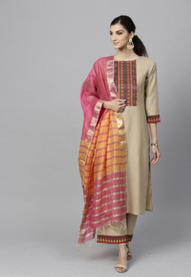 SoshrepCreation Woven Kurta, Palazzo & Dupatta Set
