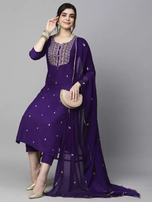 Good Luck Tex Embroidered Anarkali Kurta, Bottom & Dupatta Set