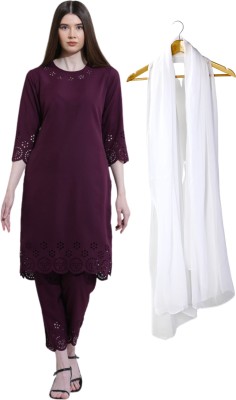 Zamzamlibas Solid Kurta, Palazzo & Dupatta Set