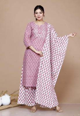 Doriyaan Floral Print Kurta, Palazzo & Dupatta Set