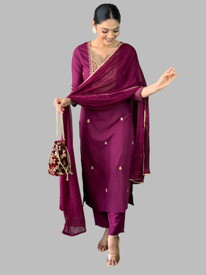 Tective Embroidered Kurta, Trouser/Pant & Dupatta Set