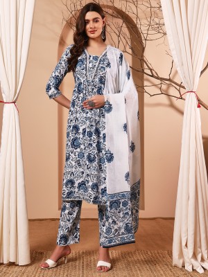 NISHA FASHION Embroidered Kurta, Trouser/Pant & Dupatta Set