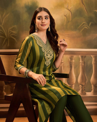 Sangria Embroidered Kurta, Trouser/Pant & Dupatta Set