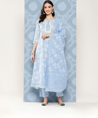 Nayo Embroidered, Floral Print Kurta, Palazzo & Dupatta Set