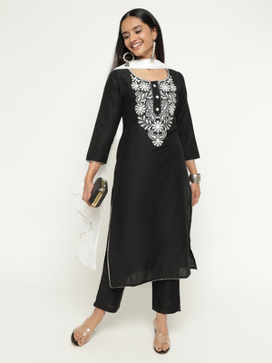 Angkor Embroidered Kurta, Trouser/Pant & Dupatta Set