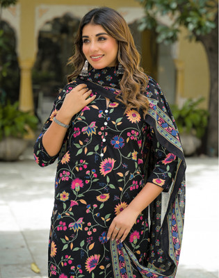 Skylee Printed, Embellished Kurta, Trouser/Pant & Dupatta Set