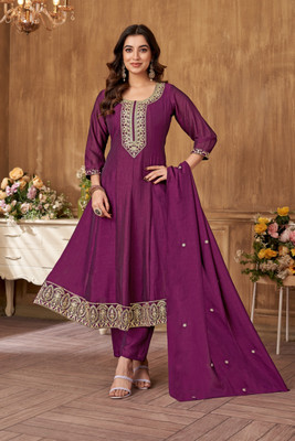 Vedant Vastram Embroidered Kurta, Churidar & Dupatta Set