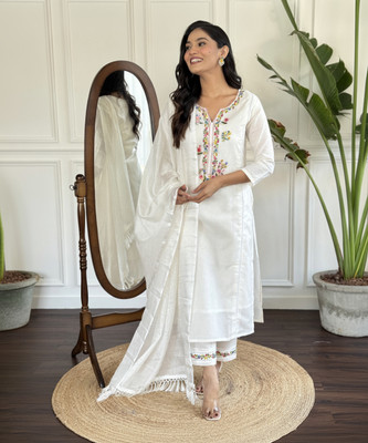 KYADA FAB Embroidered Kurta, Trouser/Pant & Dupatta Set
