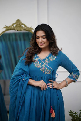 TVASMI Embroidered Anarkali Kurta, Bottom & Dupatta Set