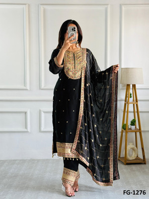 Harekrishna creation Embroidered Kurta, Trouser/Pant & Dupatta Set