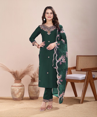 Sai veera Fashion Embroidered Kurta, Trouser/Pant & Dupatta Set