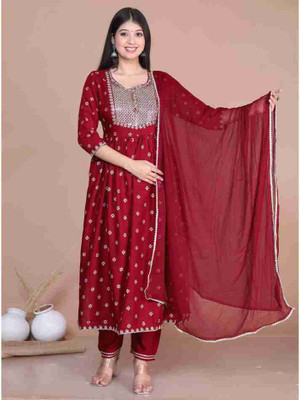 GURUKRIPAA Embroidered Kurta, Trouser/Pant & Dupatta Set