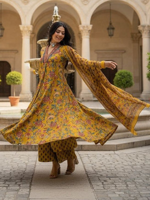 THUMMAR HOUSE Printed Kurta, Palazzo & Dupatta Set