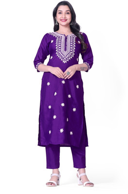 ZASVO Embroidered Kurta, Dhoti Pant & Dupatta Set