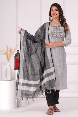 Dizon Embroidered, Printed Kurta, Trouser/Pant & Dupatta Set