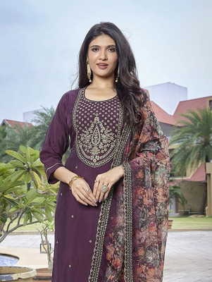 Royal Export Embroidered Kurta, Trouser/Pant & Dupatta Set