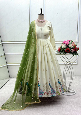Vimalnath Synthetics Embroidered Anarkali Kurta, Bottom & Dupatta Set