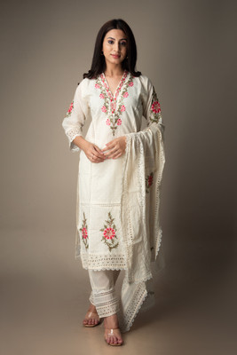 Sarasvini Embroidered Kurta, Trouser/Pant & Dupatta Set
