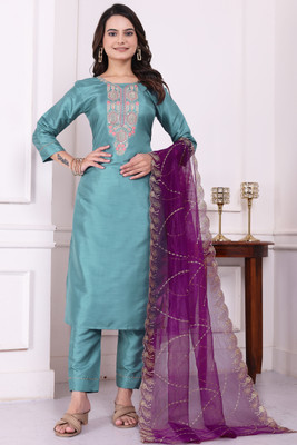 Avnisa Enterprise Embroidered Kurta, Trouser/Pant & Dupatta Set